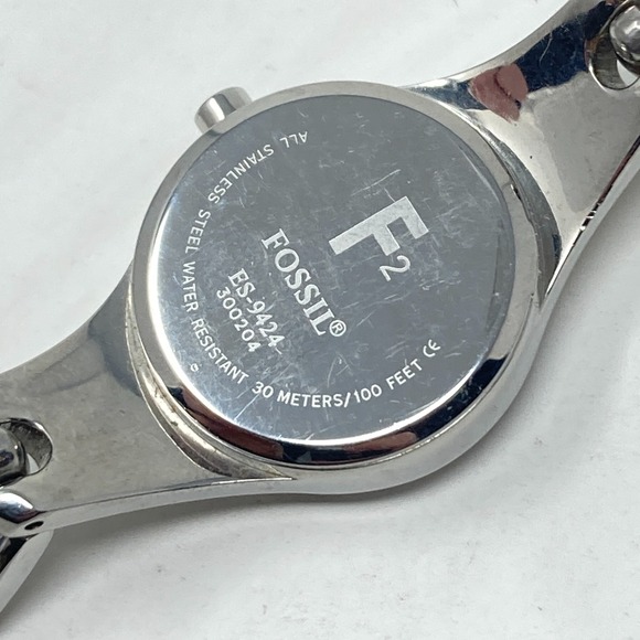 Fossil F2 Watch Women 23mm Silver Tone Purple Faceted Dial 30M New Battery 6.25" - Picture 13 of 15